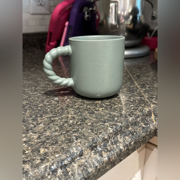 Mint Green Ceramic Mug with Twisted Handle - Picture 1 of 6